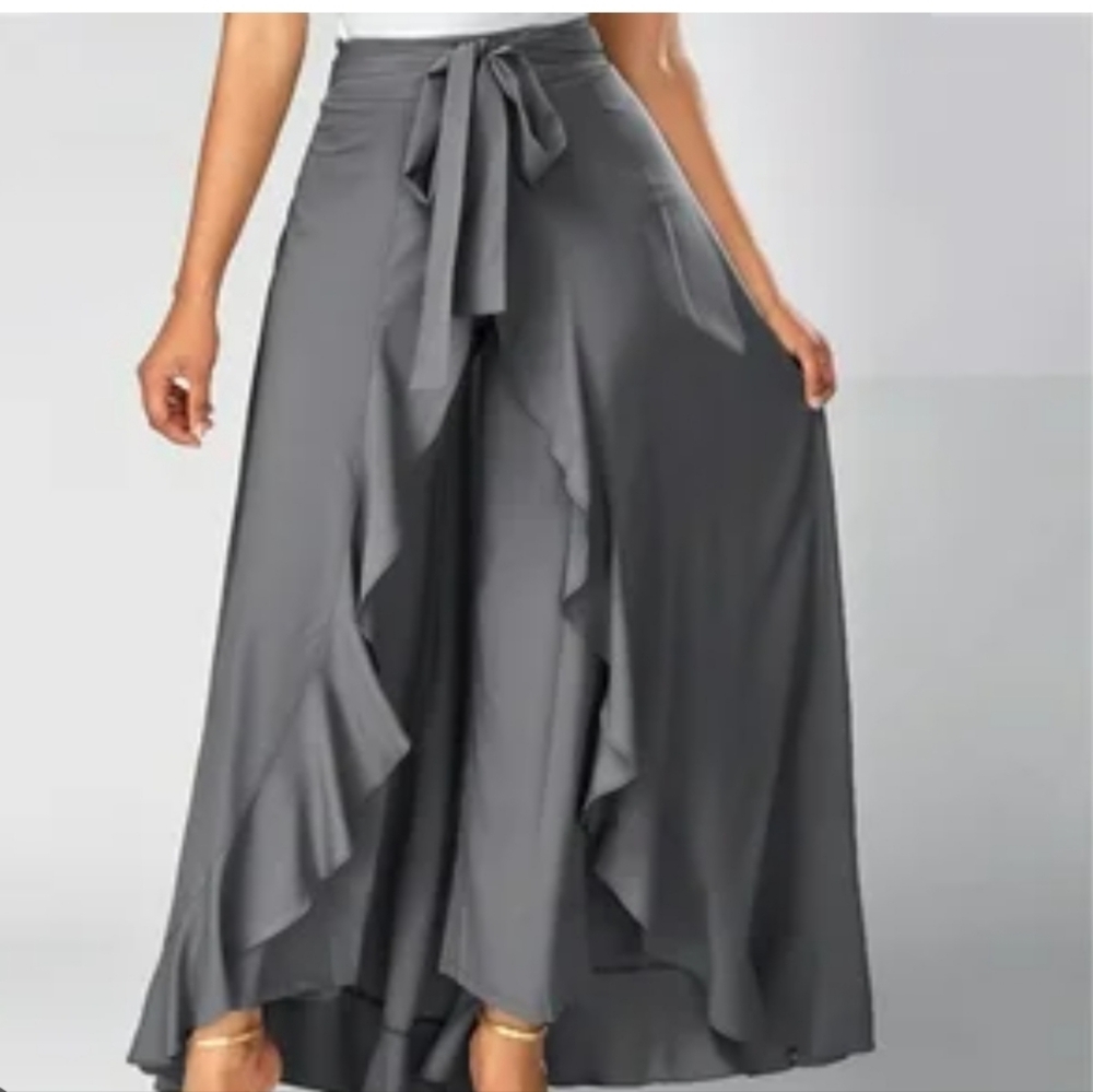 Elegant HALARA Dusty Blue Women's Wrap Skirt/Palazzo Pant